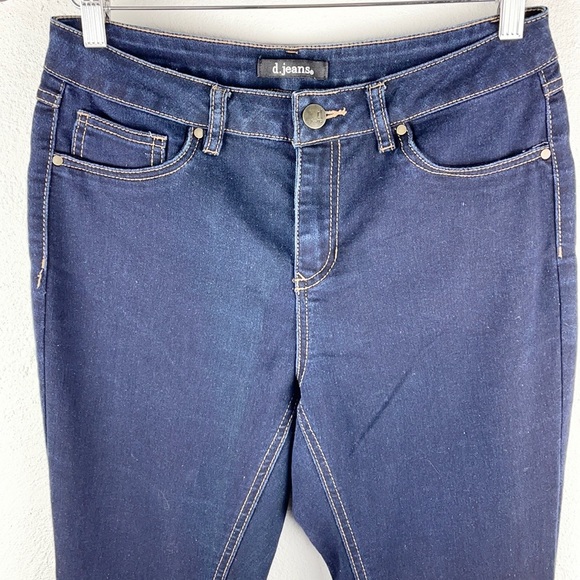 D JEANS | Dark Midnight Blue Stretchy Straight Leg Mid-Rise Jeans 👖 - Picture 3 of 7